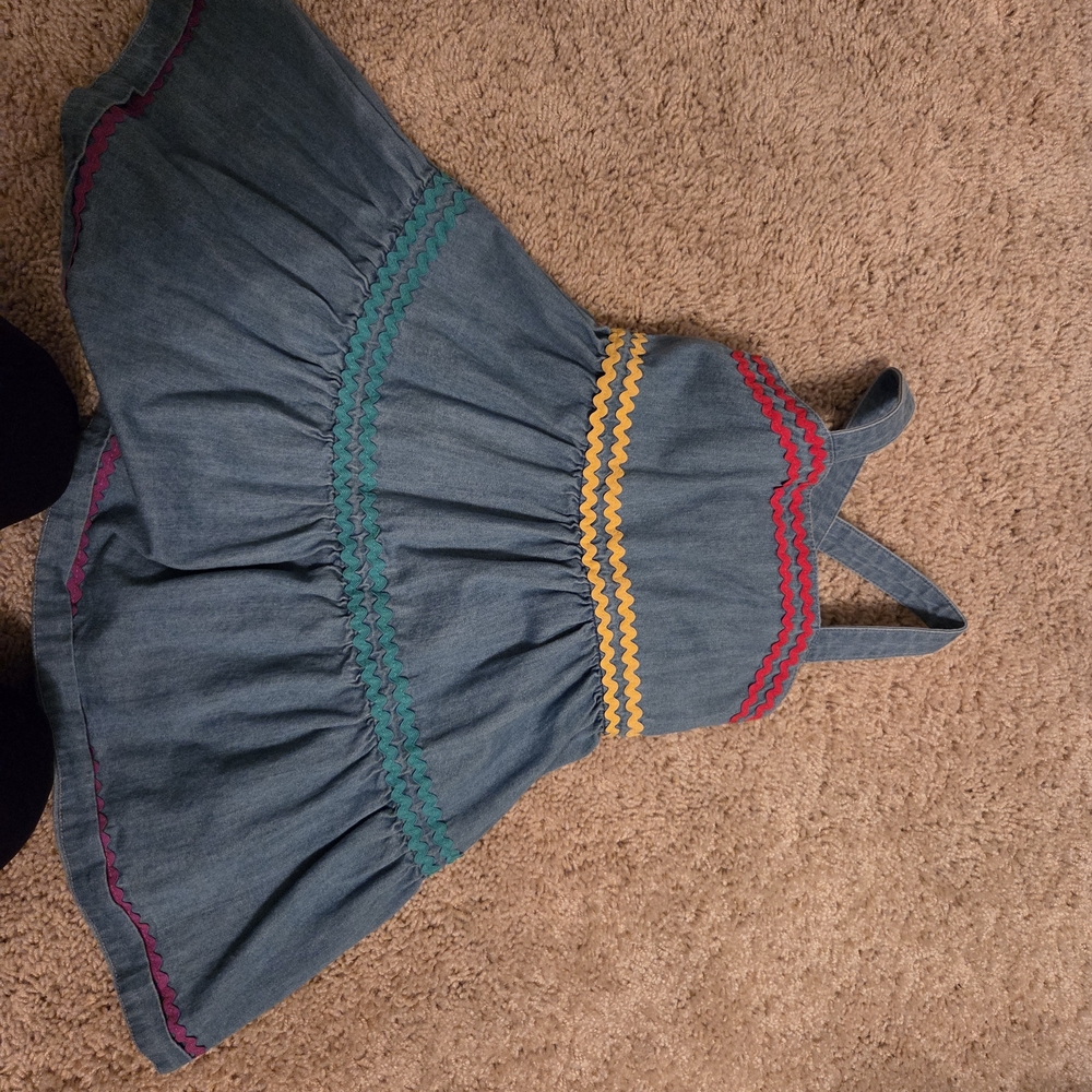 Hanna Andersson Denim Dress with Colorful Trim